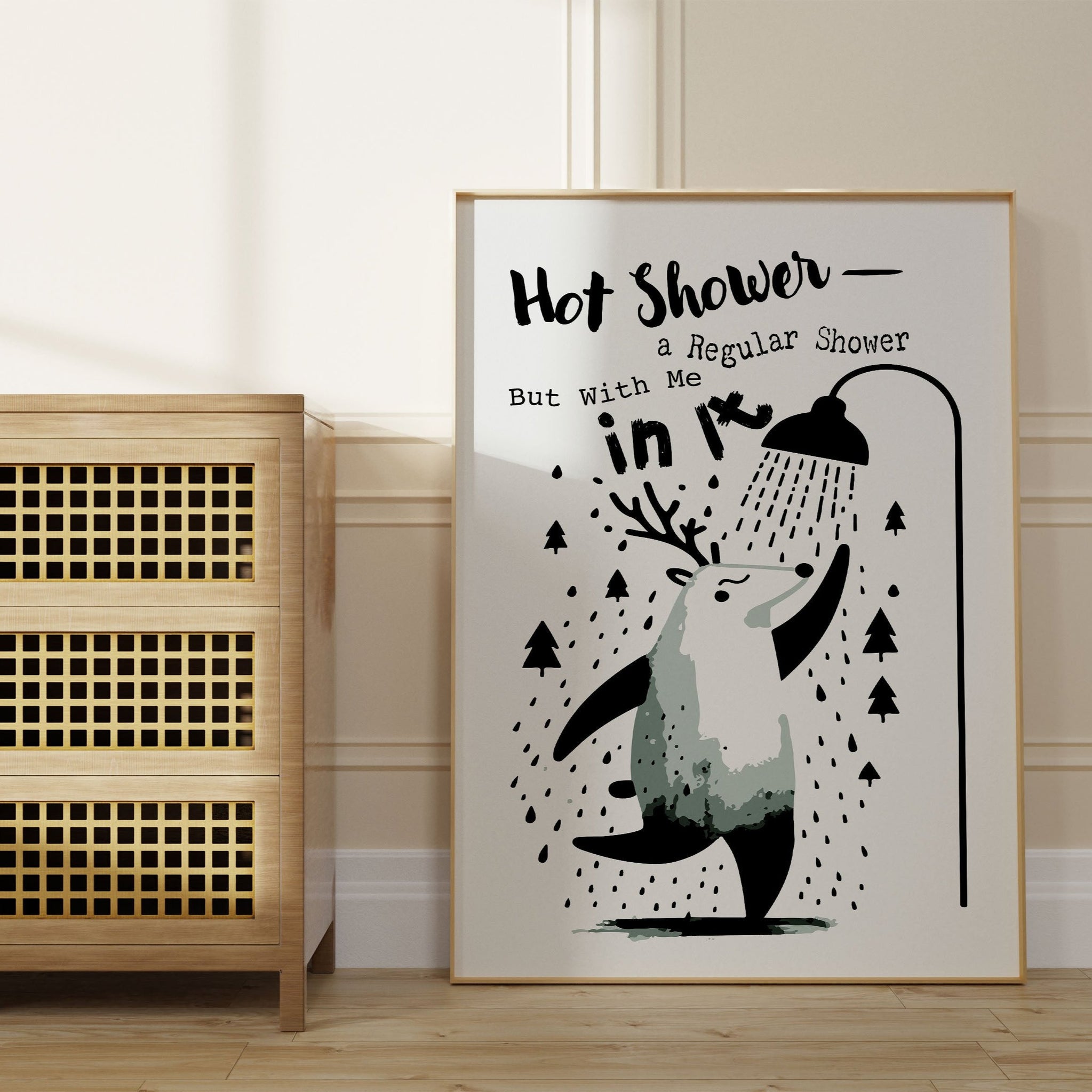 Lõbus vannitoa poster skandinaavia duširuumi